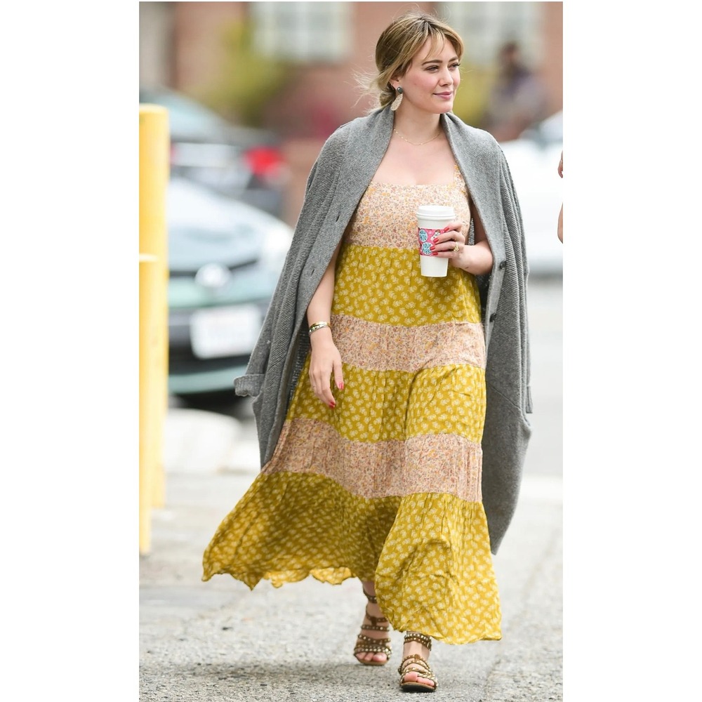NWT‎ Madewell Tiered Maxi Dress Floral Tie Back ASO Hilary Duff Women's Large